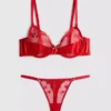 Set de lenjerie intimă din plasă cu broderie cu cireșe Set de lenjerie intimă din plasă cu broderie cu cireșe