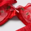 Set de lenjerie intimă din plasă cu broderie cu cireșe Set de lenjerie intimă din plasă cu broderie cu cireșe