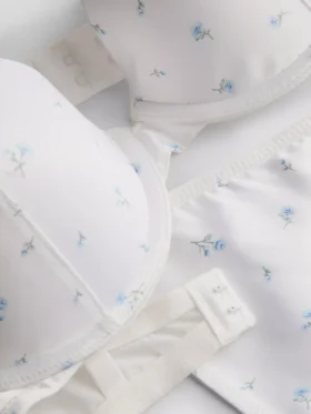 Set de lenjerie intimă push-up din satin cu imprimeu floral