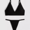 Set de lenjerie intimă triunghiulară fără cusături, din jacquard Set de lenjerie intimă triunghiulară fără cusături, din jacquard