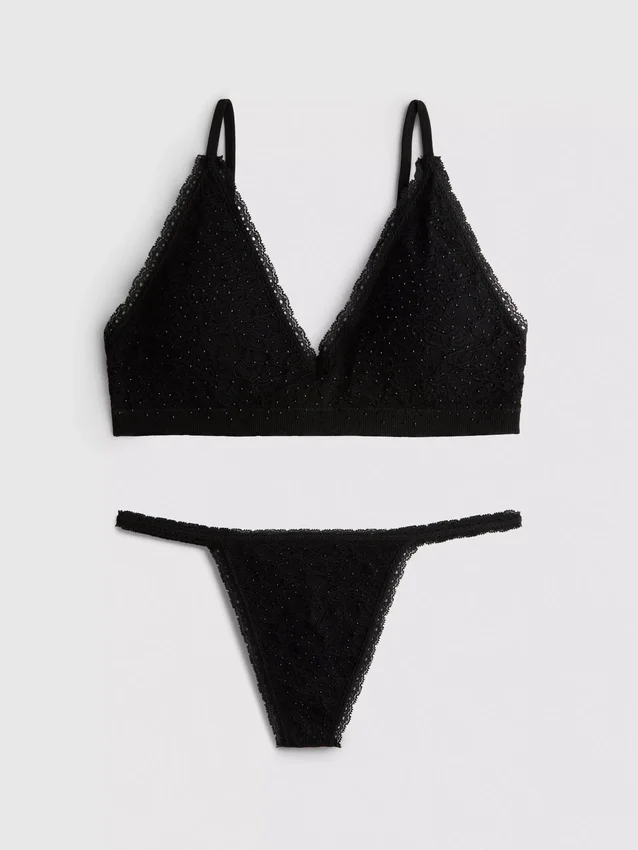 Set de lenjerie intimă triunghiulară fără cusături, din jacquard Set de lenjerie intimă triunghiulară fără cusături, din jacquard