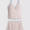 Set de pijamale cu maiou mulat și pantaloni scurți Set de pijamale cu maiou mulat și pantaloni scurți