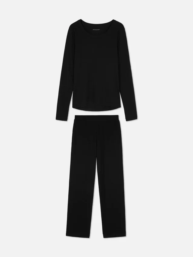 Set de pijamale cu tricou cu mâneci lungi și pantaloni de trening Set de pijamale cu tricou cu mâneci lungi și pantaloni de trening
