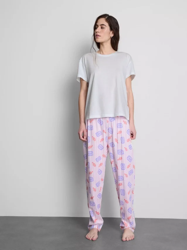 Set de pijamale din bumbac cu imprimeu Set de pijamale din bumbac cu imprimeu