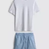 Set de pijamale scurte cu dungi Set de pijamale scurte cu dungi
