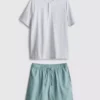 Set de pijamale scurte cu textură