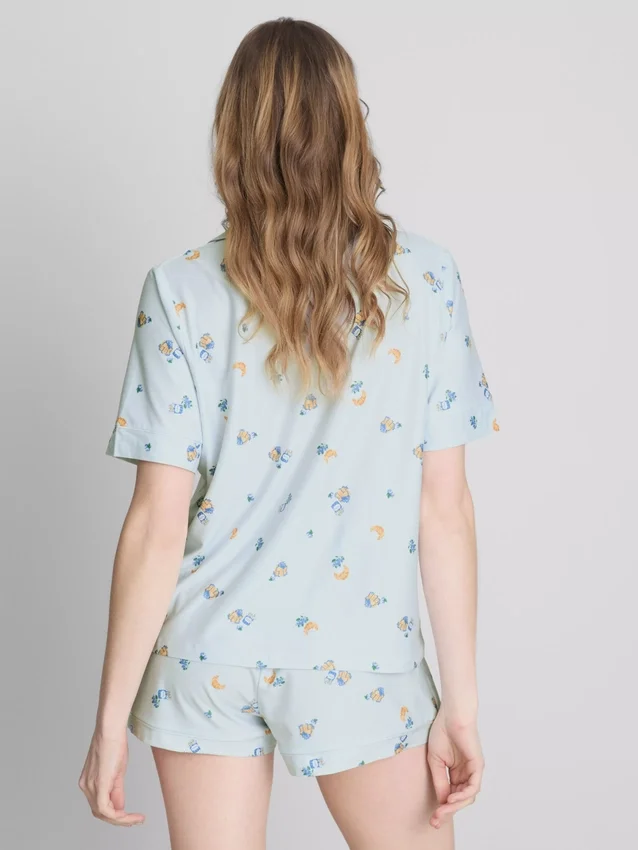 Set de pijamale scurte tip „boyfriend” cu imprimeu „Breakfast” Set de pijamale scurte tip „boyfriend” cu imprimeu „Breakfast”