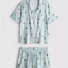 Set de pijamale scurte tip „boyfriend” cu imprimeu „Breakfast” Set de pijamale scurte tip „boyfriend” cu imprimeu „Breakfast”