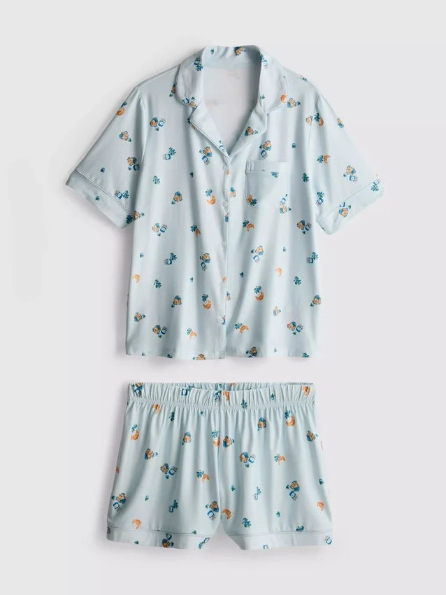 Set de pijamale scurte tip „boyfriend” cu imprimeu „Breakfast” Set de pijamale scurte tip „boyfriend” cu imprimeu „Breakfast”