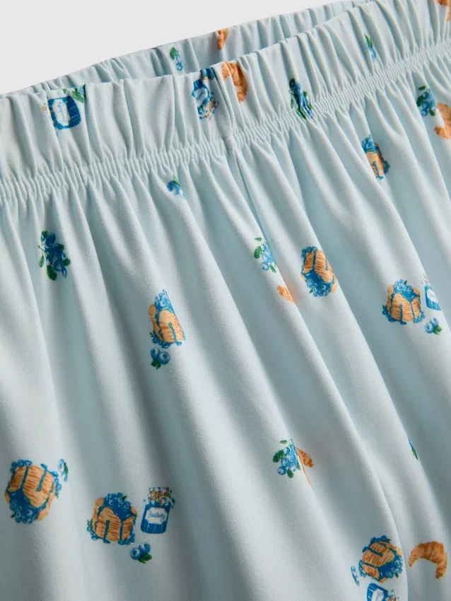 Set de pijamale scurte tip „boyfriend” cu imprimeu „Breakfast” Set de pijamale scurte tip „boyfriend” cu imprimeu „Breakfast”
