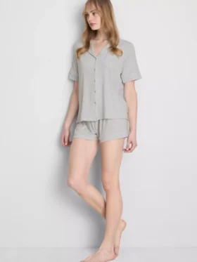 Set de pijamale scurte tip „boyfriend” din jersey