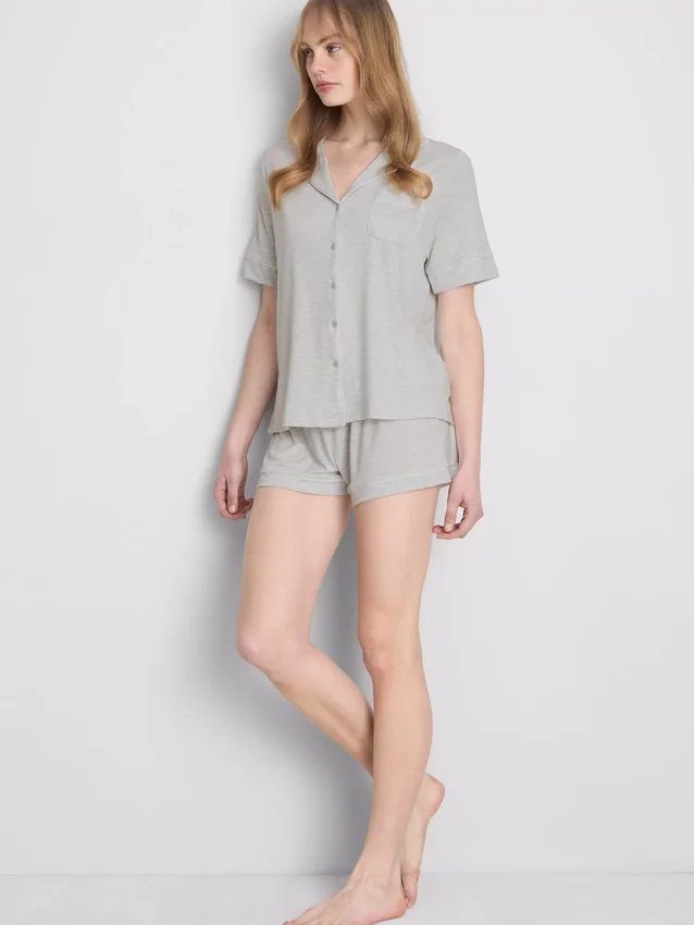 Set de pijamale scurte tip „boyfriend” din jersey Set de pijamale scurte tip „boyfriend” din jersey