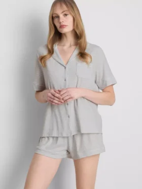 Set de pijamale scurte tip „boyfriend” din jersey