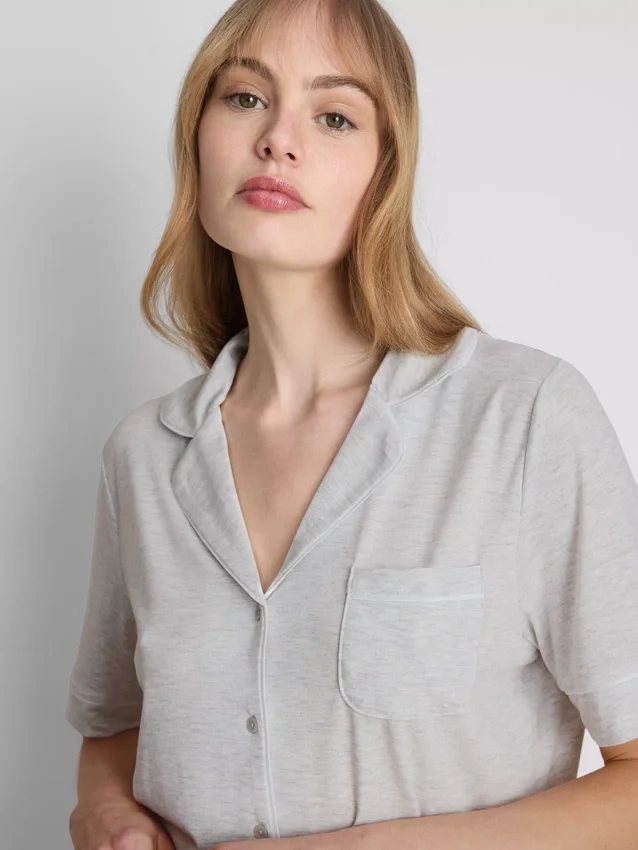 Set de pijamale scurte tip „boyfriend” din jersey Set de pijamale scurte tip „boyfriend” din jersey