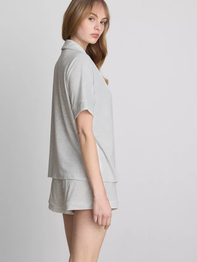 Set de pijamale scurte tip „boyfriend” din jersey Set de pijamale scurte tip „boyfriend” din jersey
