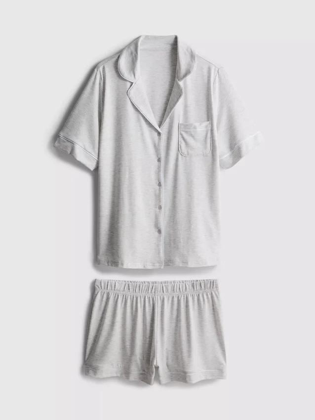 Set de pijamale scurte tip „boyfriend” din jersey Set de pijamale scurte tip „boyfriend” din jersey