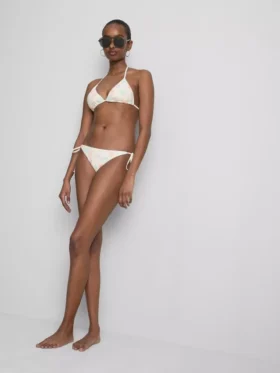 Slip de bikini cu broderie și legături laterale