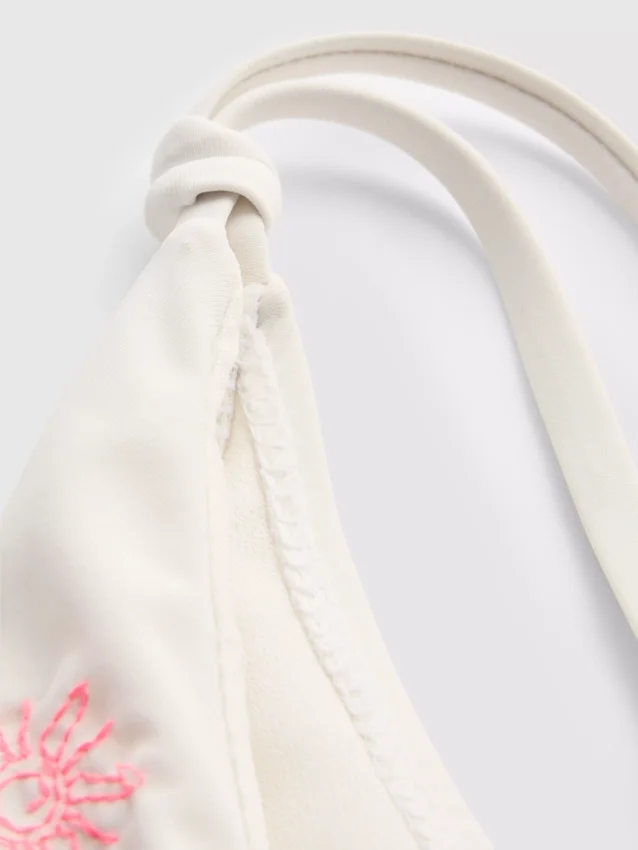 Slip de bikini cu broderie și legături laterale Slip de bikini cu broderie și legături laterale