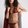 Slip de bikini cu detalii de lanț și legături laterale Slip de bikini cu detalii de lanț și legături laterale