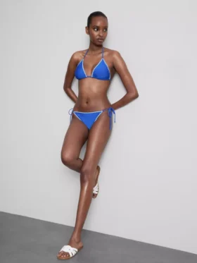 Slip de bikini cu legături laterale și detalii cusute