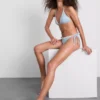 Slip de bikini din țesătură gingham cu bordură cu margarete Slip de bikini din țesătură gingham cu bordură cu margarete