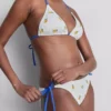 Slip de bikini texturat, de culoare lămâie, cu legături laterale