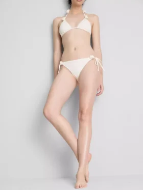 Slipuri de bikini cu imprimeu floral 3D și legături laterale