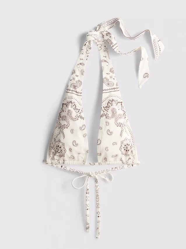 Sutien de bikini cu gât halter și imprimeu bandana Sutien de bikini cu gât halter și imprimeu bandana