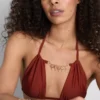 Sutien de bikini triunghiular cu detaliu de lanț Sutien de bikini triunghiular cu detaliu de lanț