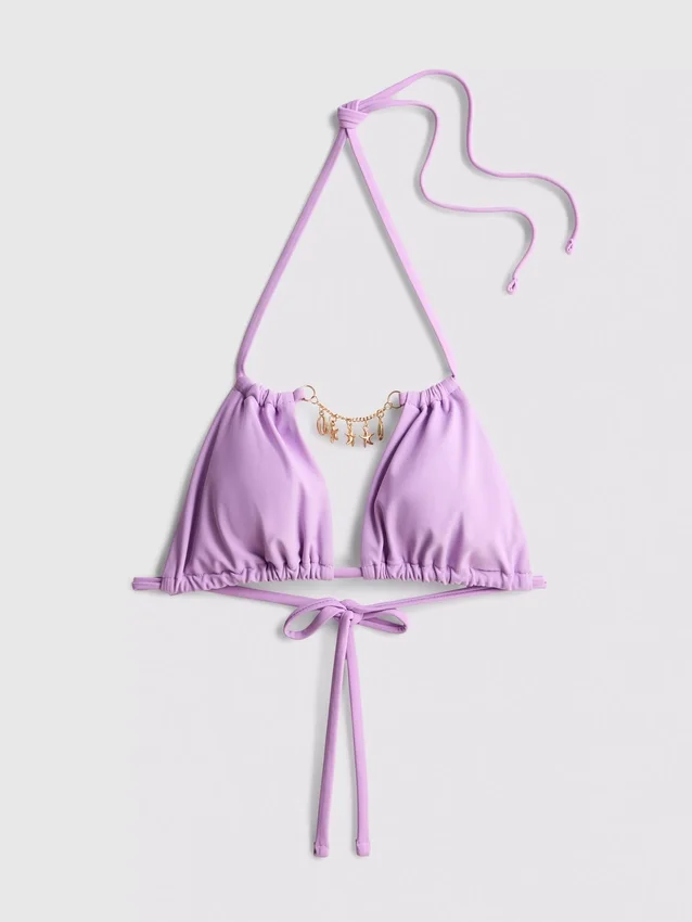 Sutien de bikini triunghiular cu detaliu de lanț Sutien de bikini triunghiular cu detaliu de lanț
