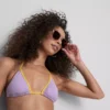 Sutien de bikini triunghiular cu efect de șifonare și contrast Sutien de bikini triunghiular cu efect de șifonare și contrast