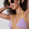 Sutien de bikini triunghiular cu efect de șifonare și contrast Sutien de bikini triunghiular cu efect de șifonare și contrast