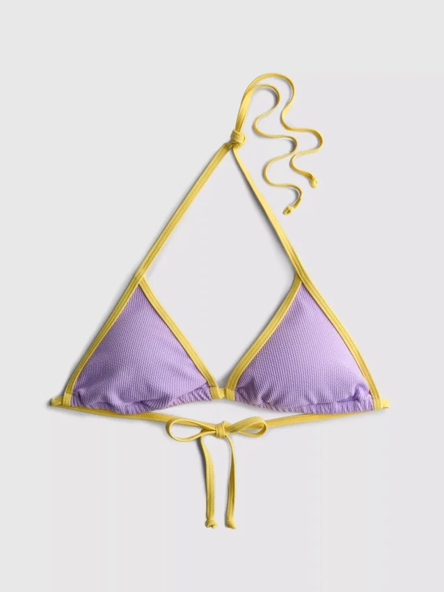 Sutien de bikini triunghiular cu efect de șifonare și contrast Sutien de bikini triunghiular cu efect de șifonare și contrast