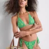 Sutien de bikini triunghiular cu imprimeu gingham și banane Sutien de bikini triunghiular cu imprimeu gingham și banane