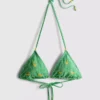 Sutien de bikini triunghiular cu imprimeu gingham și banane Sutien de bikini triunghiular cu imprimeu gingham și banane