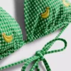 Sutien de bikini triunghiular cu imprimeu gingham și banane Sutien de bikini triunghiular cu imprimeu gingham și banane