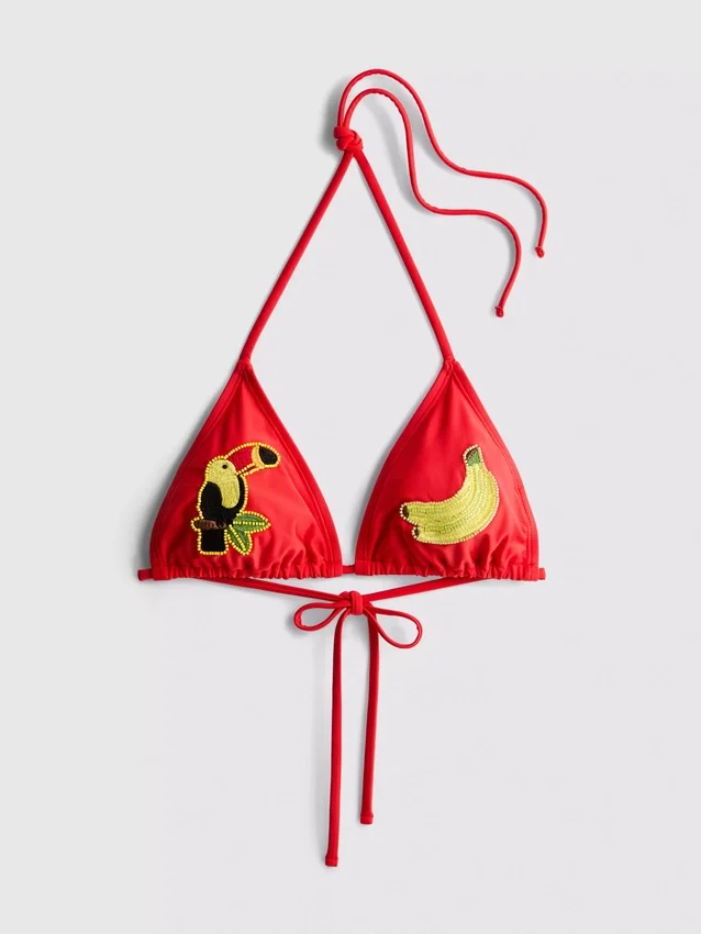 Sutien de bikini triunghiular cu model de tucan Sutien de bikini triunghiular cu model de tucan