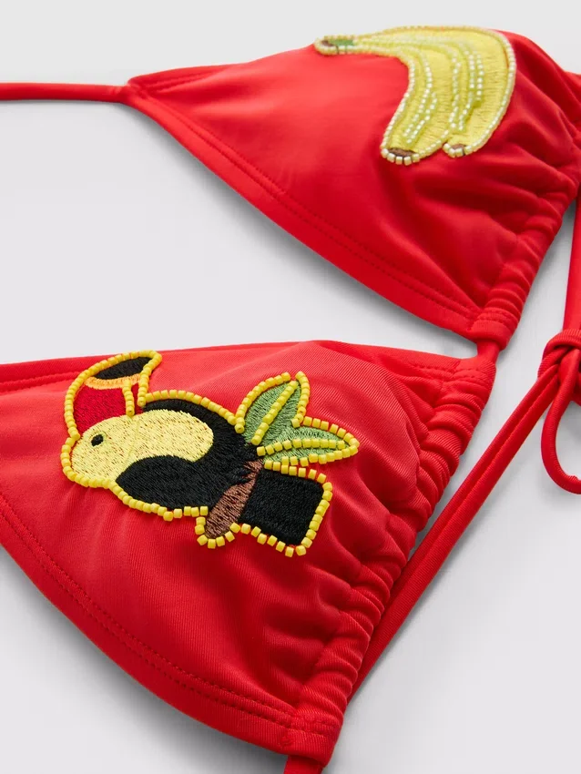 Sutien de bikini triunghiular cu model de tucan Sutien de bikini triunghiular cu model de tucan