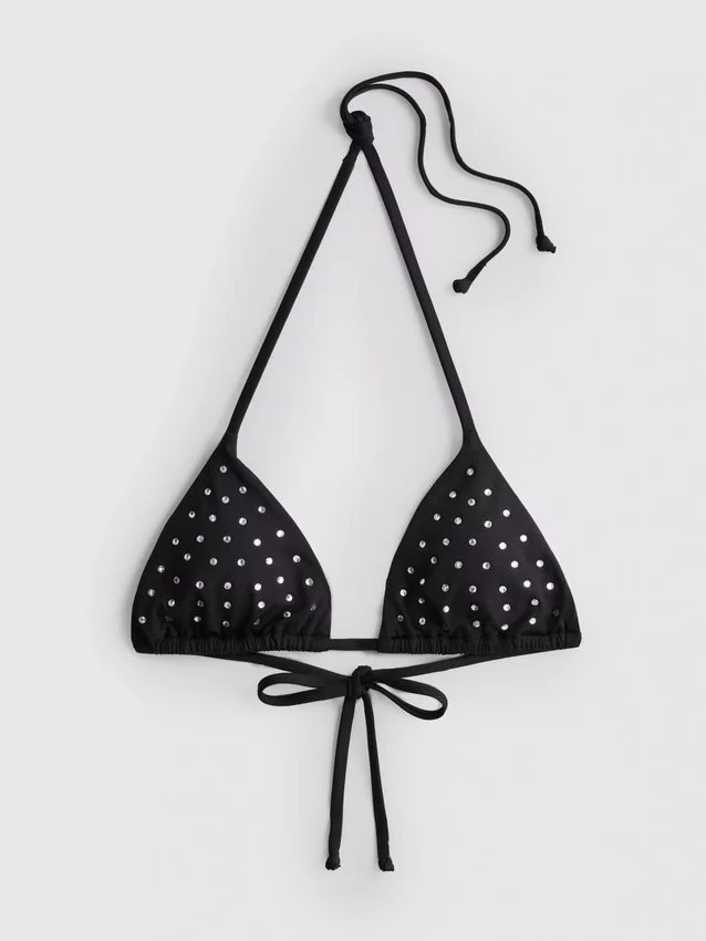 Sutien de bikini triunghiular cu strasuri Sutien de bikini triunghiular cu strasuri