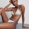Sutien de bikini triunghiular cu textură și imprimeu cu lămâi Sutien de bikini triunghiular cu textură și imprimeu cu lămâi