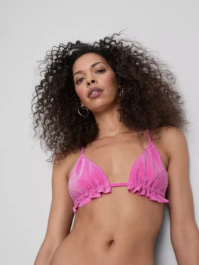 Sutien de bikini triunghiular cu volane strălucitoare