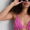 Sutien de bikini triunghiular cu volane strălucitoare