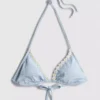 Sutien de bikini triunghiular în carouri, cu bordură cu margarete