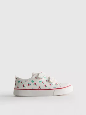 Teniși cu talpă joasă din pânză cu imprimeu floral