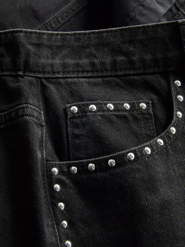 The Primark Scene | Șorturi din denim de bumbac cu ținte The Primark Scene | Șorturi din denim de bumbac cu ținte