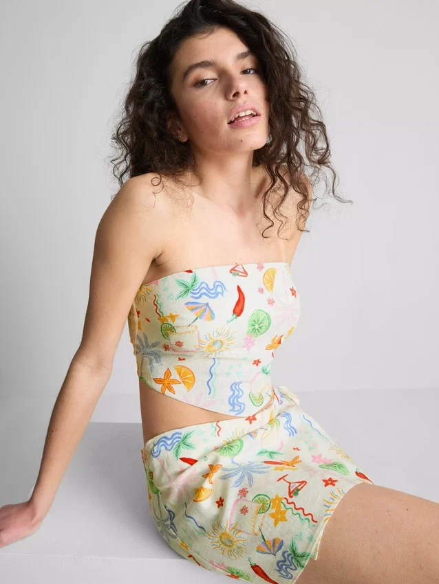 The Primark Scene | Top bandeau curbat cu imprimeu The Primark Scene | Top bandeau curbat cu imprimeu