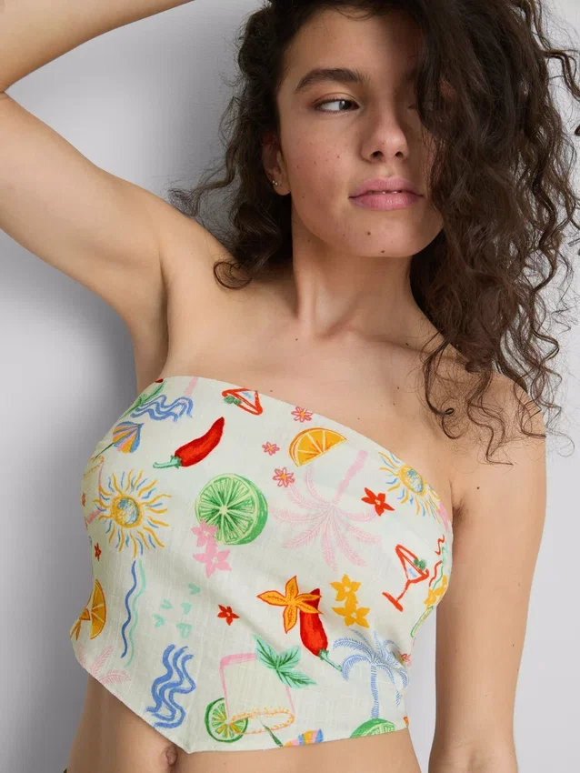 The Primark Scene | Top bandeau curbat cu imprimeu The Primark Scene | Top bandeau curbat cu imprimeu