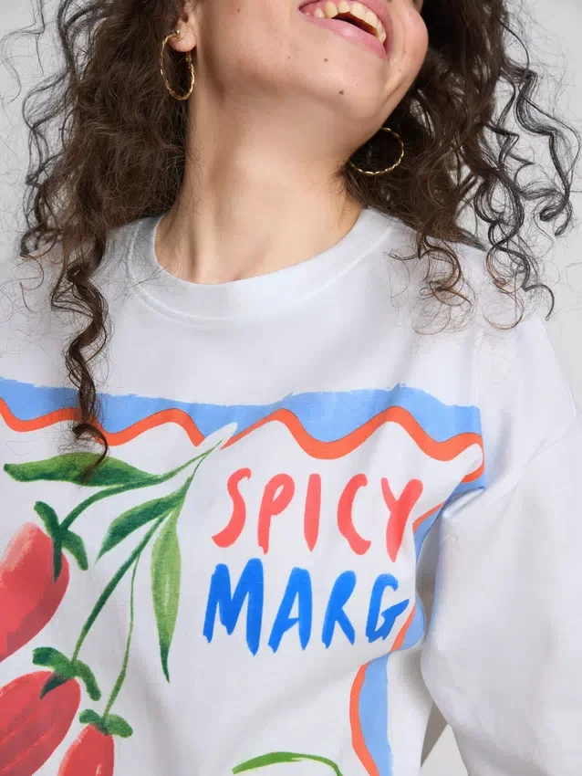 The Primark Scene | Tricou oversized din bumbac cu imprimeu Margarita The Primark Scene | Tricou oversized din bumbac cu imprimeu Margarita