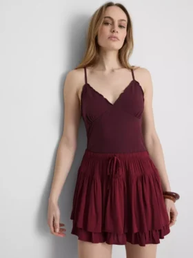 Top babydoll cu decolteu în V