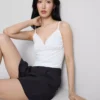 Top babydoll cu decolteu în V